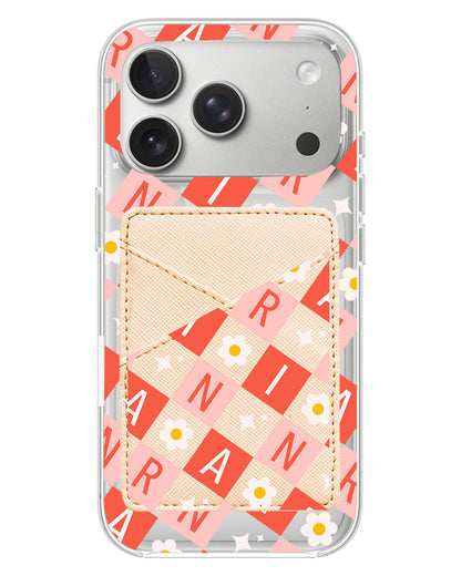 iPhone Phone Wallet Case - Flower Grid Monogram 2.0