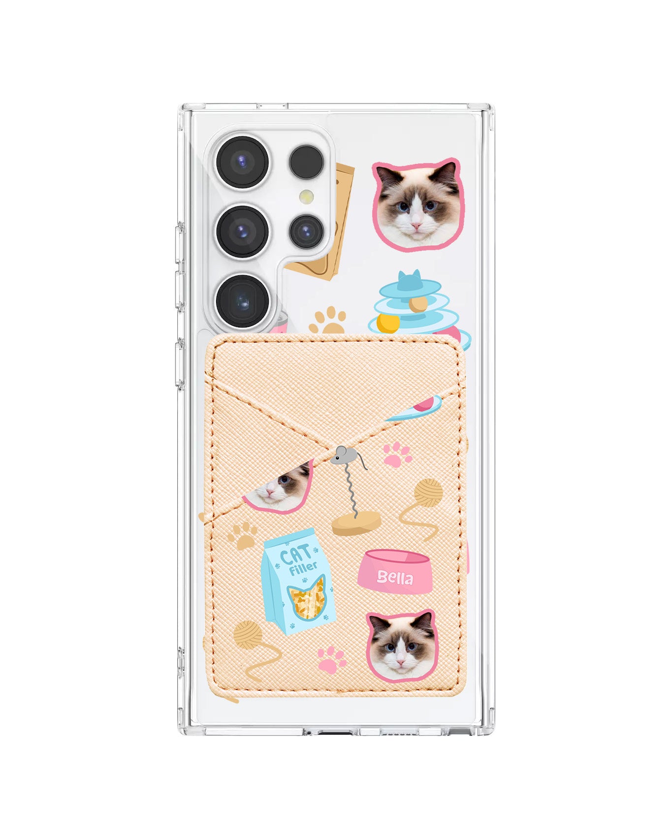 Android Phone Wallet Case - Pet Grid Kitty Playtime