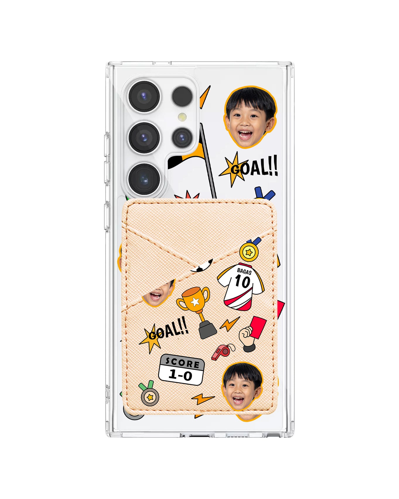 Android Phone Wallet Case - Face Grid Soccer