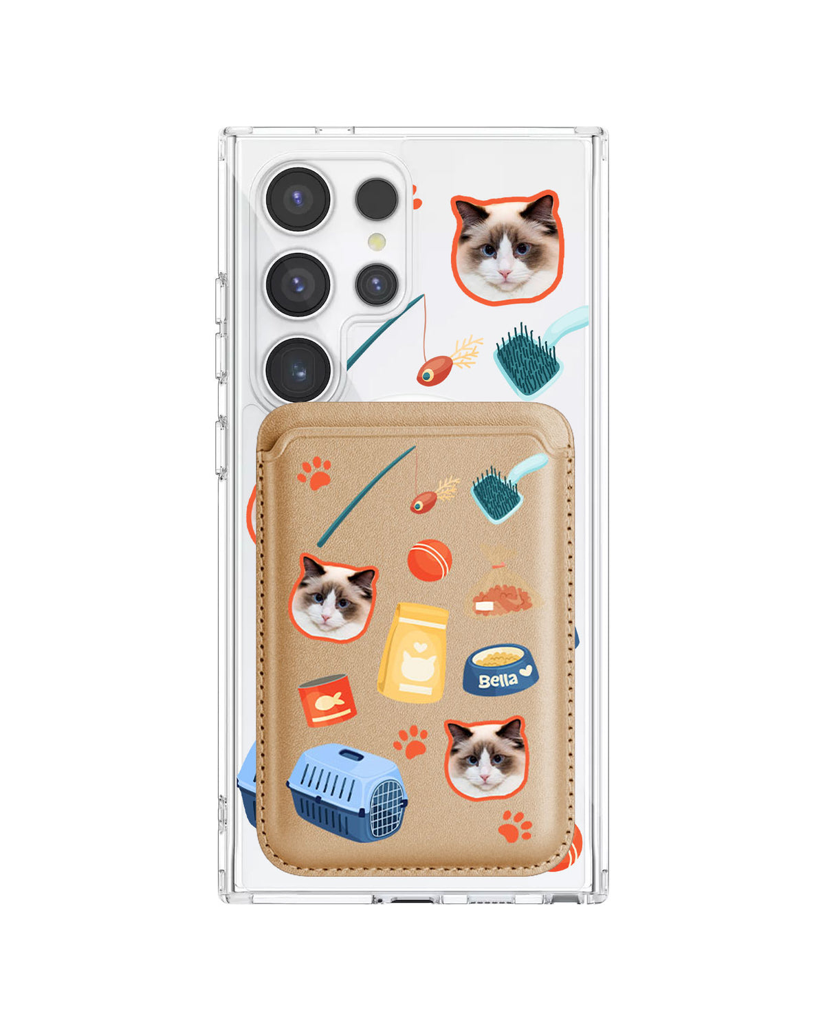 Android Magnetic Wallet Case - Pet Grid Kitty Adventures
