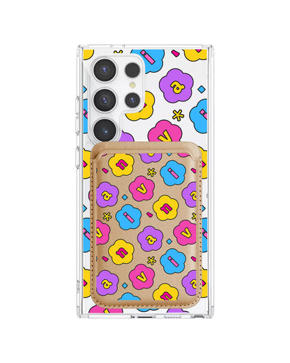 Android Magnetic Wallet Case - Flower Petals Monogram 4.0