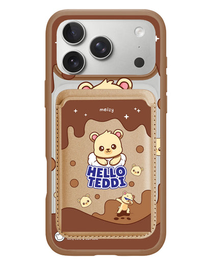 iPhone Magnetic Wallet Case - Hello Teddy 1.0