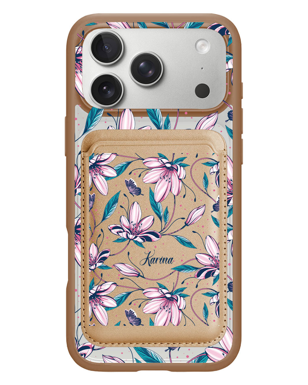 iPhone Magnetic Wallet Case - Pink Tulip