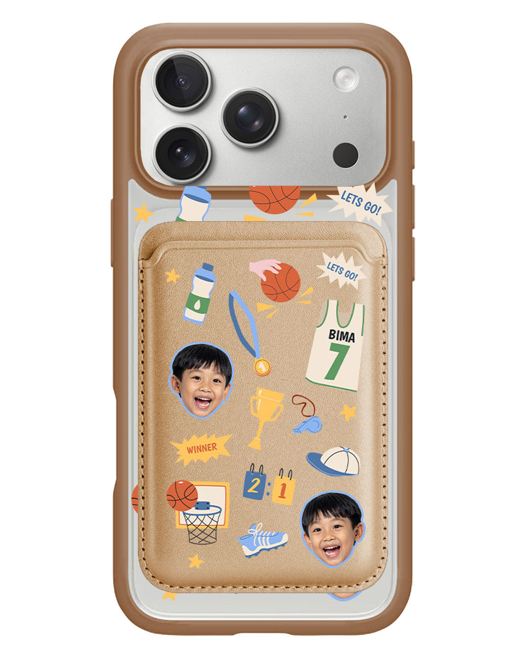 iPhone Magnetic Wallet Case - Face Grid Basketball
