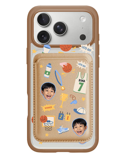 iPhone Magnetic Wallet Case - Face Grid Basketball