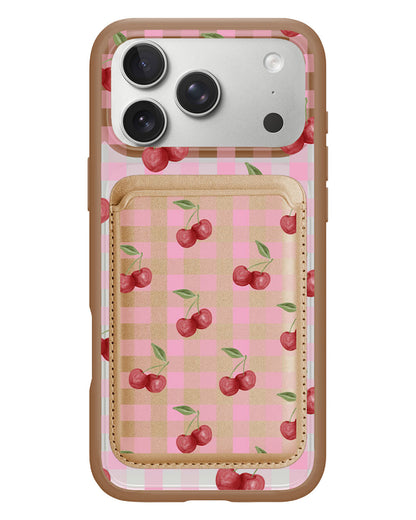 iPhone Magnetic Wallet Case - Cherry Tartan