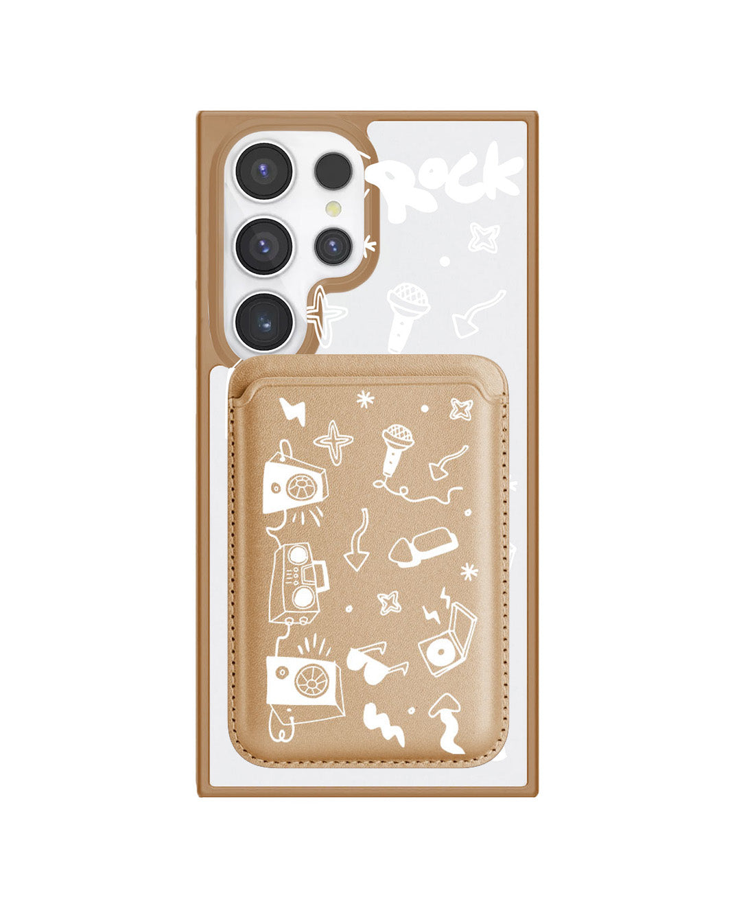 Android Magnetic Wallet Case - Rock N Roll White