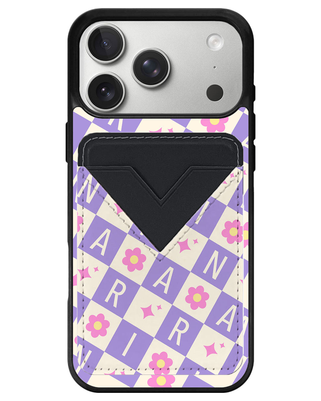 iPhone Avant Wallet Case - Flower Grid Monogram 3.0