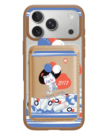 iPhone Magnetic Wallet Case - White Kitty