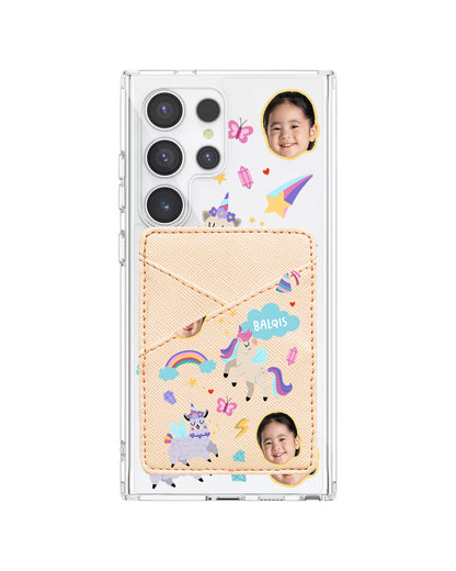 Android Phone Wallet Case - Face Grid Unicorn