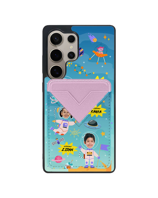 Android Avant Wallet Case - Face Grid Dream Astronaut