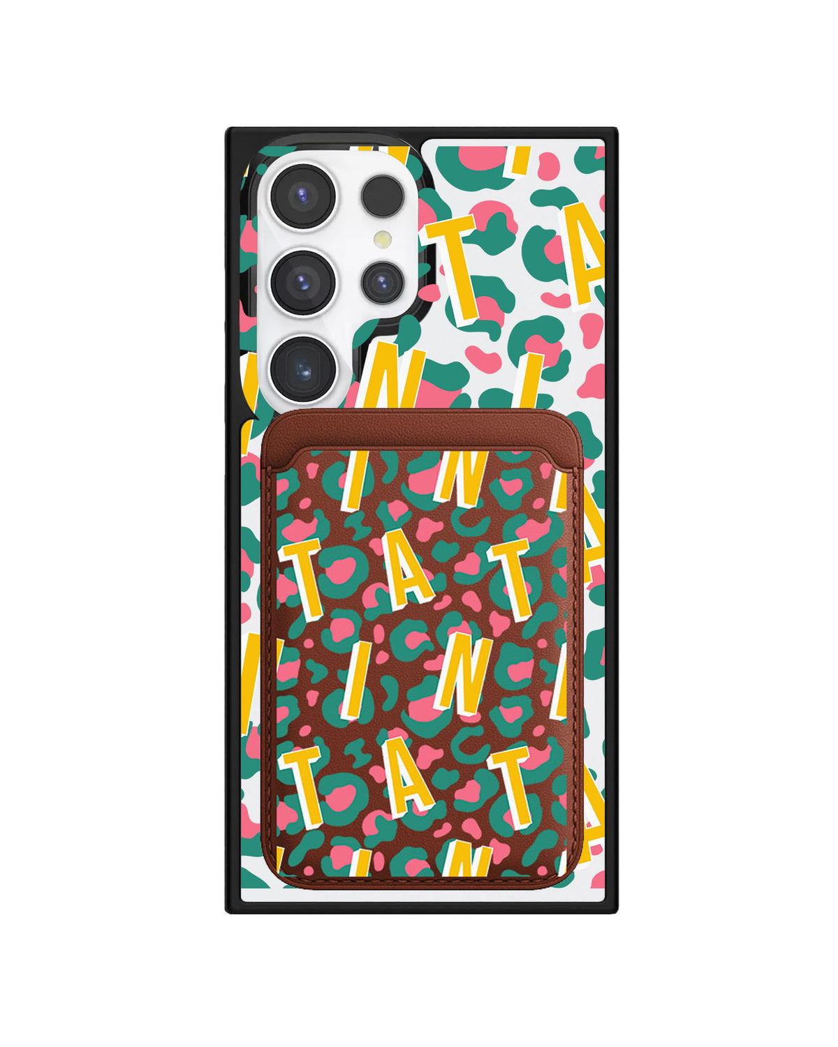 Android Magnetic Wallet Case - Leopard Monogram 4.0