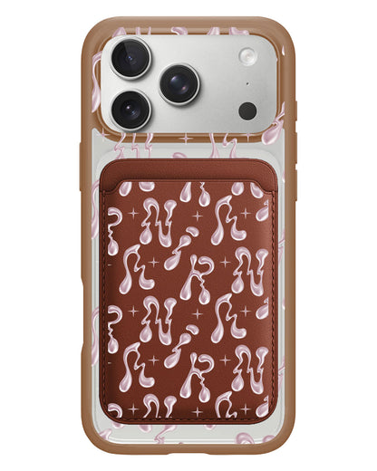 iPhone Magnetic Wallet Case - Pink Chrome Monogram 2.0