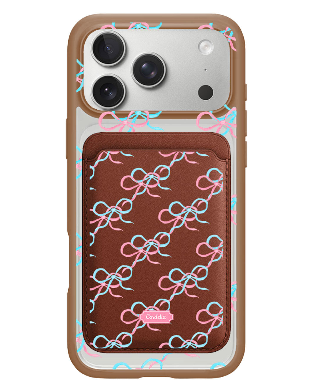 iPhone Magnetic Wallet Case - Coquette Pink & Blue Bow