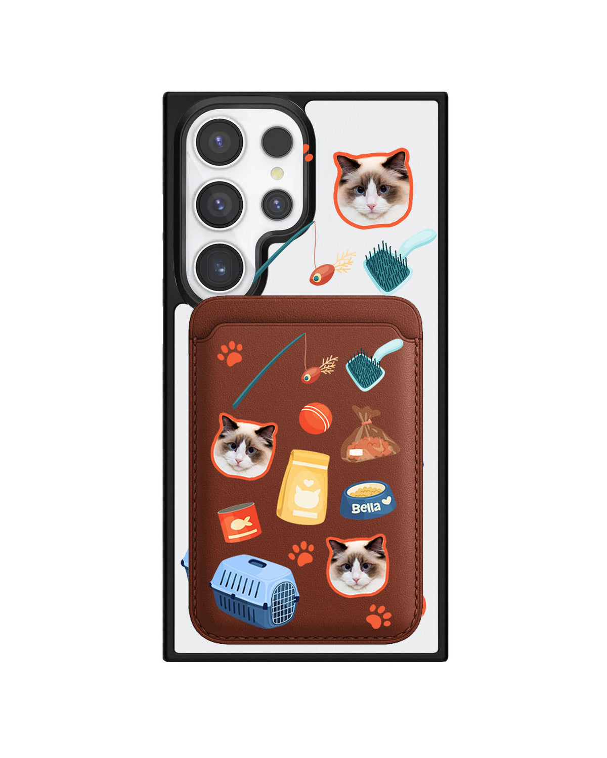 Android Magnetic Wallet Case - Pet Grid Kitty Adventures