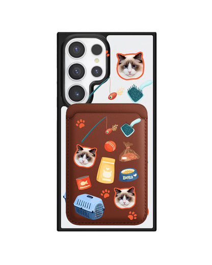 Android Magnetic Wallet Case - Pet Grid Kitty Adventures
