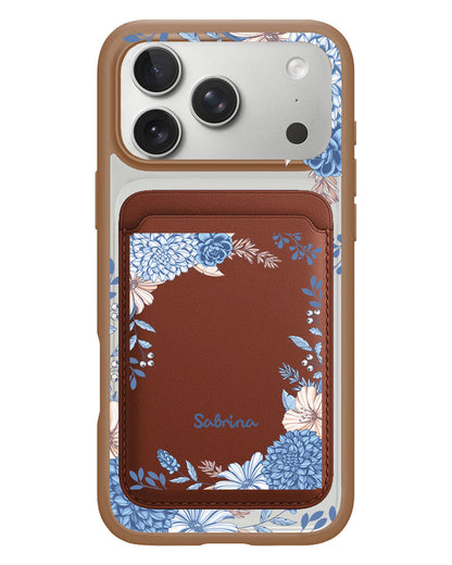 iPhone Magnetic Wallet Case - Blue Florals