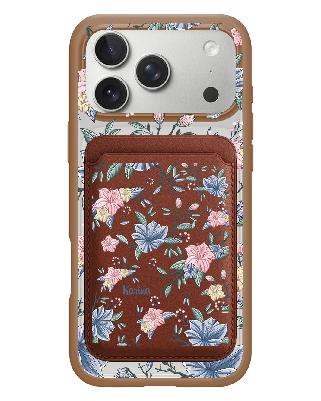 iPhone Magnetic Wallet Case - Pink & Blue Florals