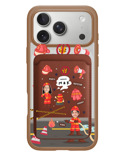 iPhone Magnetic Wallet Case - Face Grid Dream Firefighter