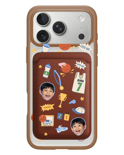 iPhone Magnetic Wallet Case - Face Grid Basketball