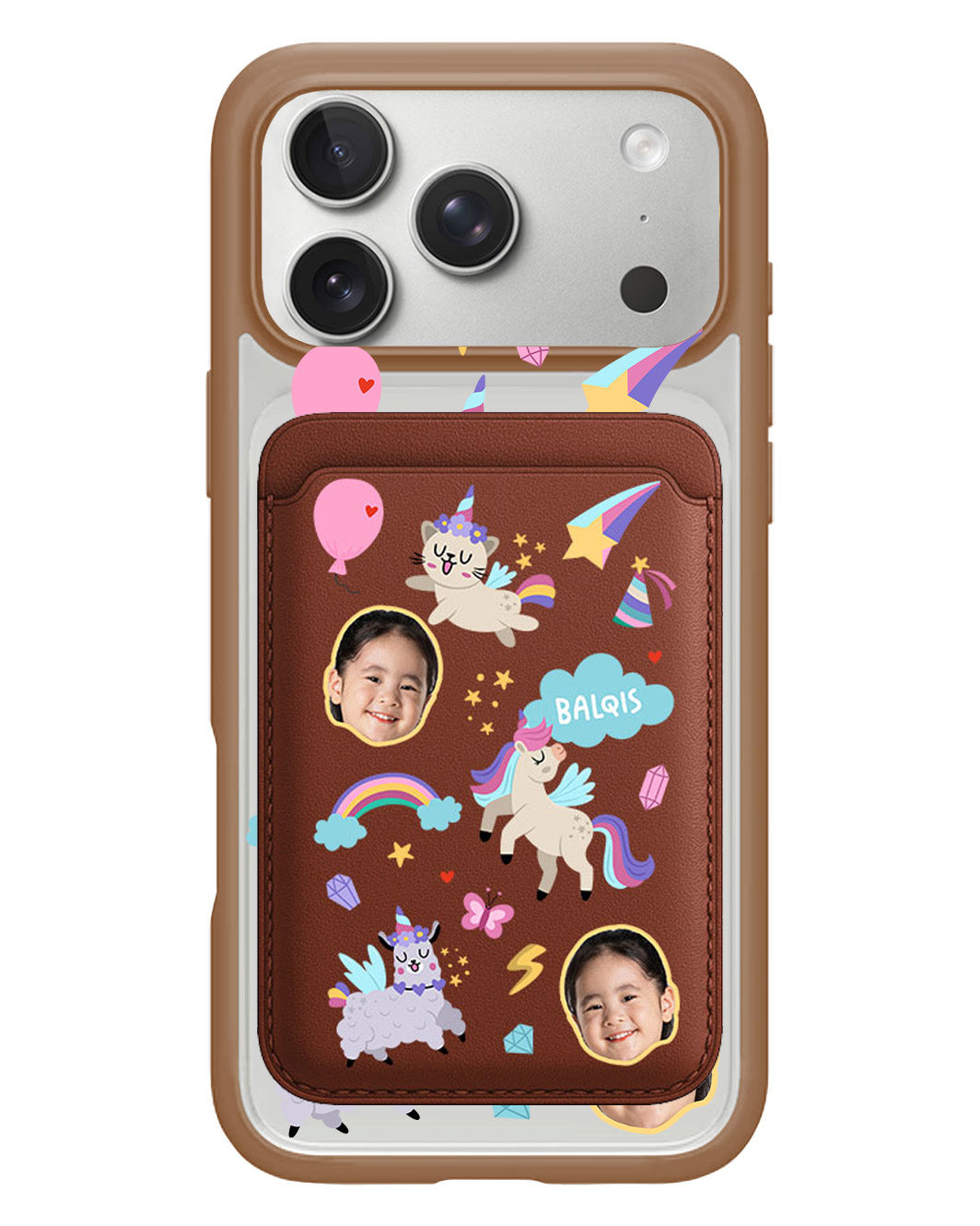 iPhone Magnetic Wallet Case - Face Grid Unicorn