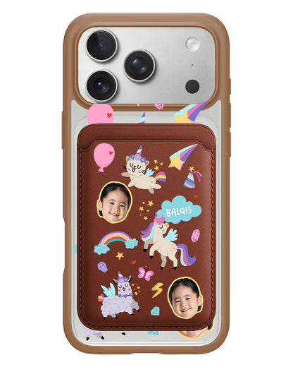 iPhone Magnetic Wallet Case - Face Grid Unicorn