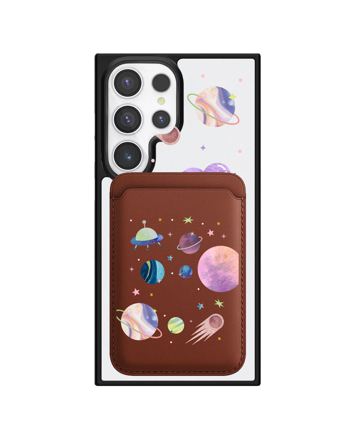 Android Magnetic Wallet Case - Pink Planet