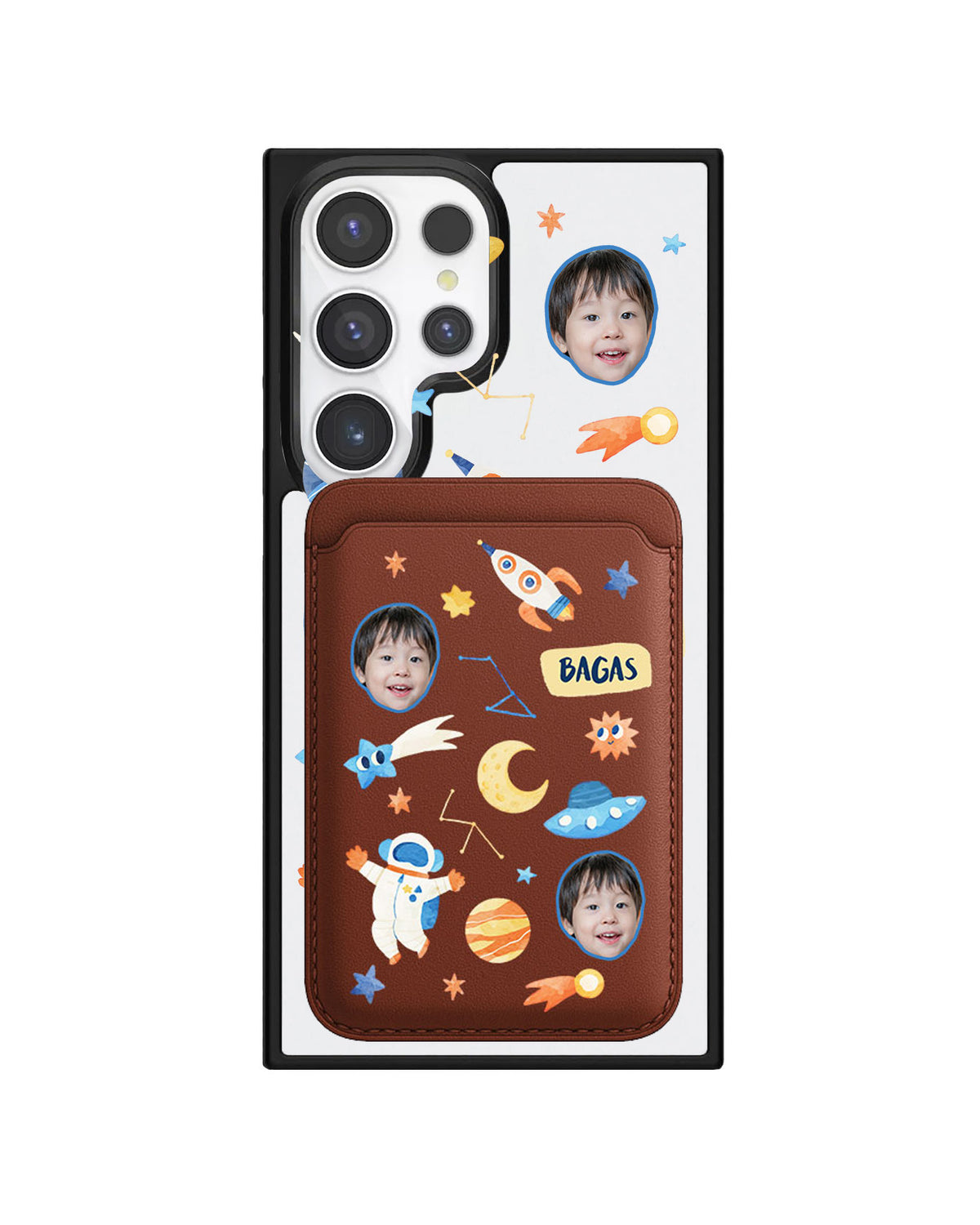 Android Magnetic Wallet Case - Face Grid Astronout