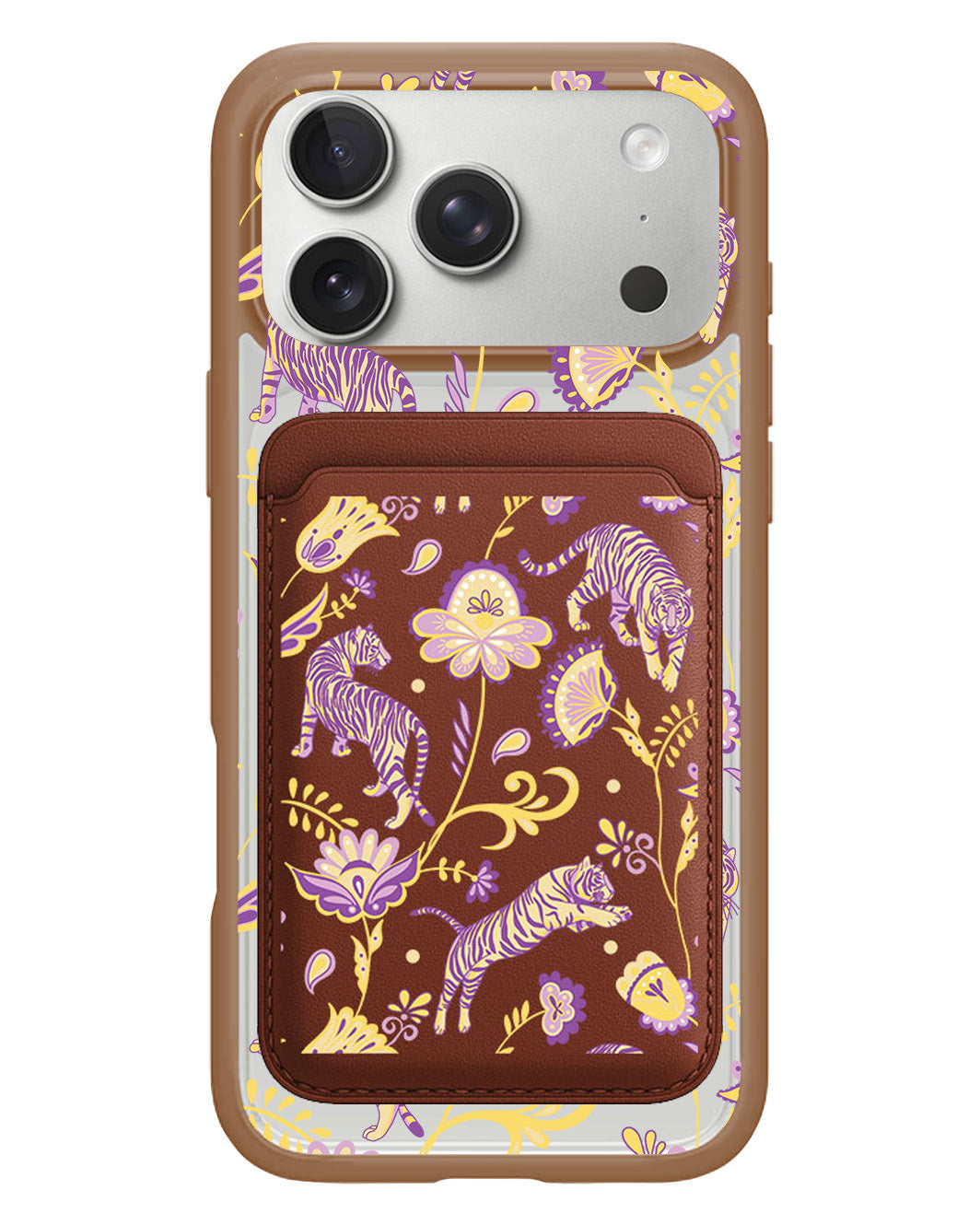 iPhone Magnetic Wallet Case - Tiger & Floral 4.0