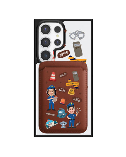Android Magnetic Wallet Case - Face Grid Dream Police