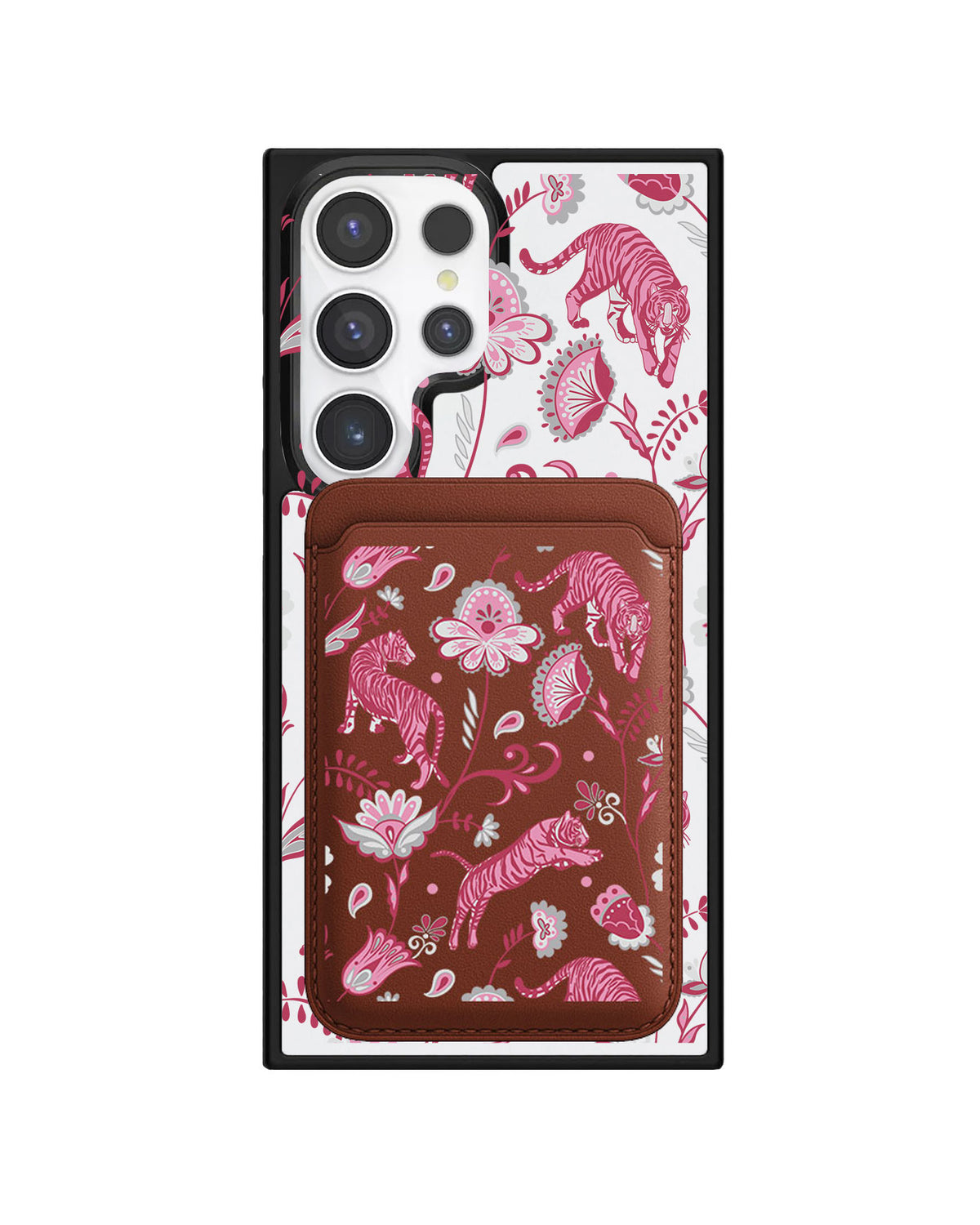 Android Magnetic Wallet Case - Tiger & Floral 7.0