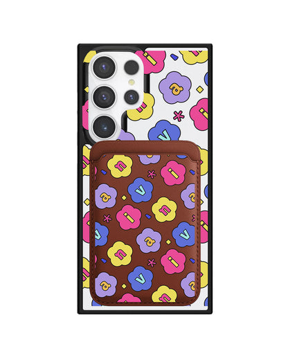 Android Magnetic Wallet Case - Flower Petals Monogram 2.0