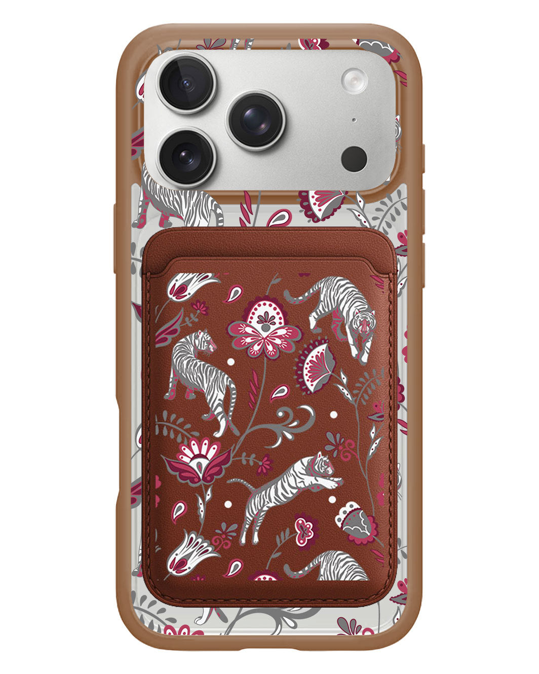iPhone Magnetic Wallet Case - Tiger & Floral 6.0