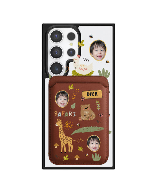 Android Magnetic Wallet Case - Face Grid Safari