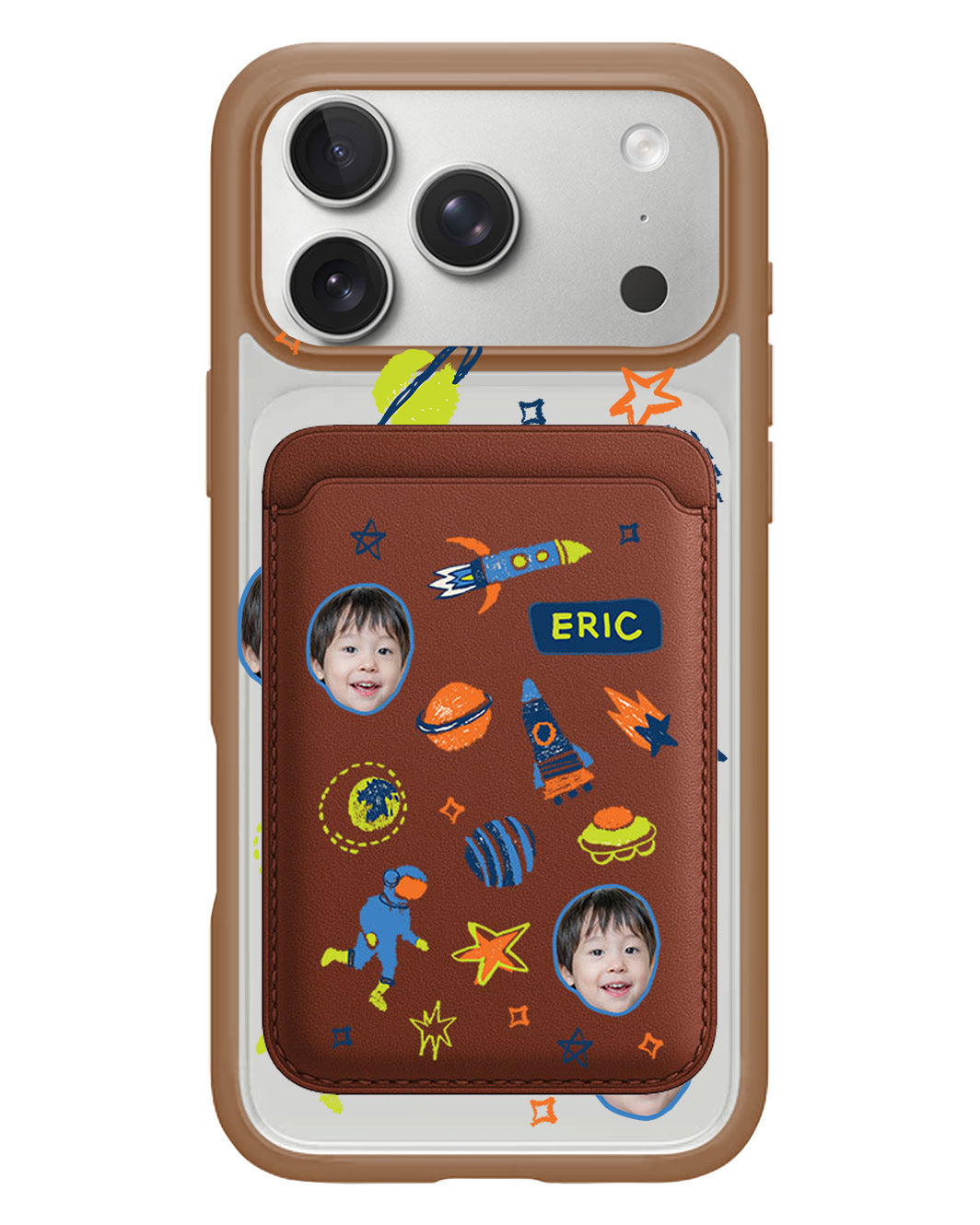 iPhone Magnetic Wallet Case - Face Grid Galaxy