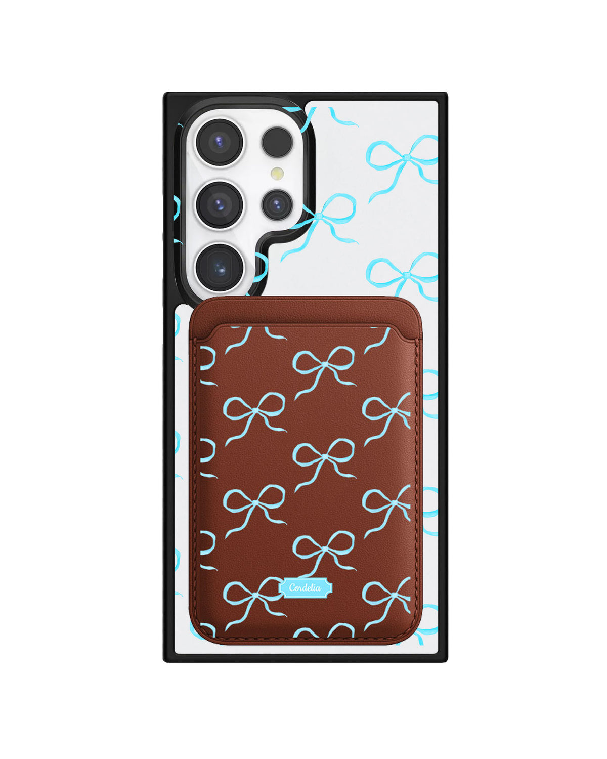 Android Magnetic Wallet Case - Coquette Blue Bow