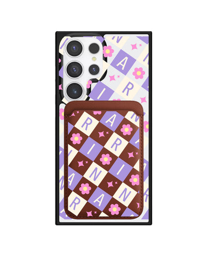 Android Magnetic Wallet Case - Flower Grid Monogram 3.0