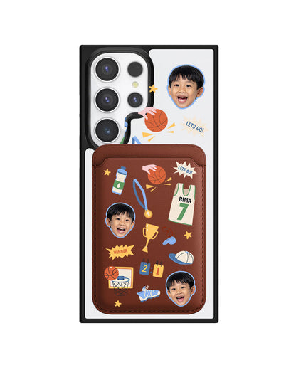 Android Magnetic Wallet Case - Face Grid Basketball