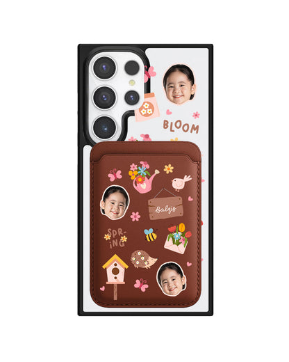 Android Magnetic Wallet Case - Face Grid Spring Bloom