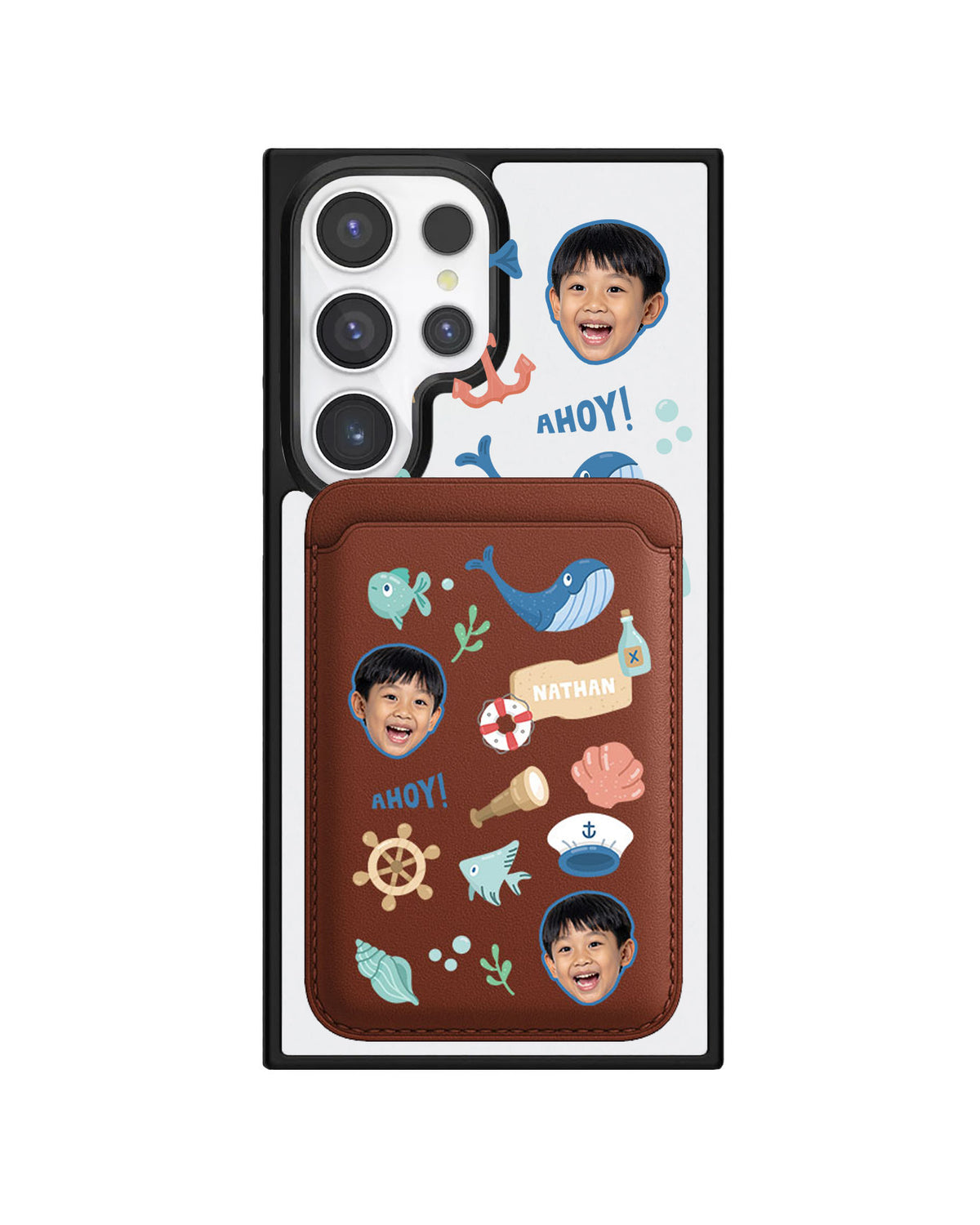 Android Magnetic Wallet Case - Face Grid Sailor