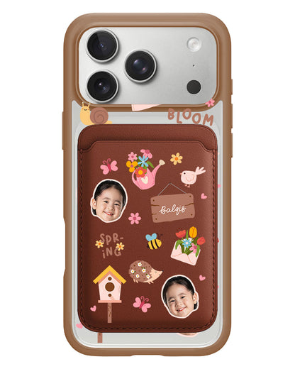 iPhone Magnetic Wallet Case - Face Grid Spring Bloom