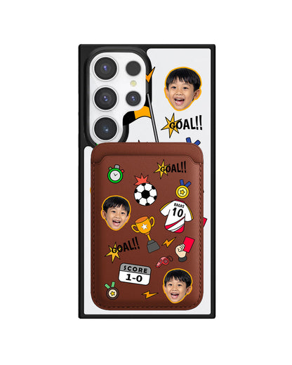 Android Magnetic Wallet Case - Face Grid Soccer
