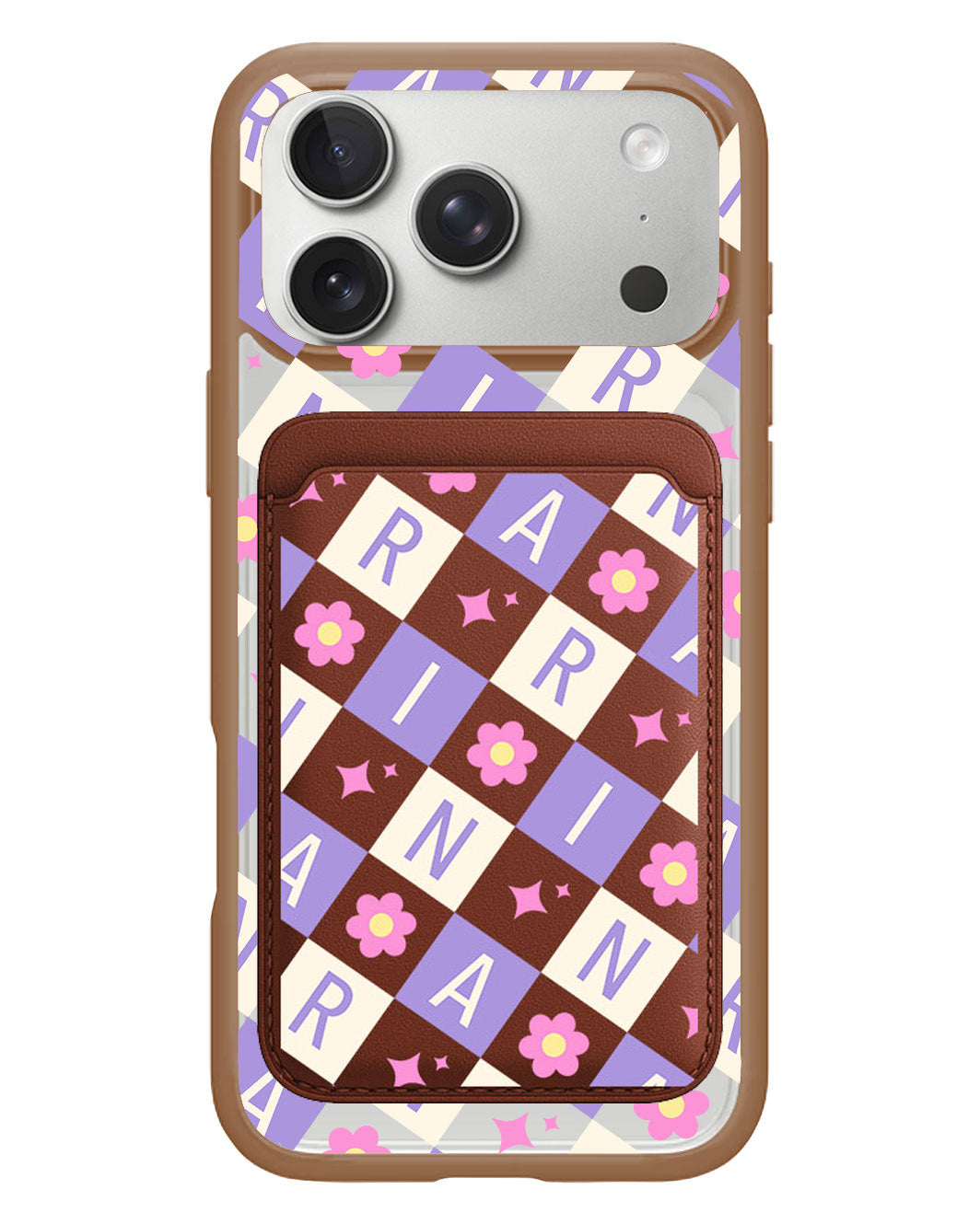 iPhone Magnetic Wallet Case - Flower Grid Monogram 3.0