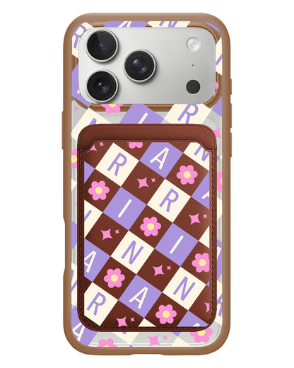iPhone Magnetic Wallet Case - Flower Grid Monogram 3.0