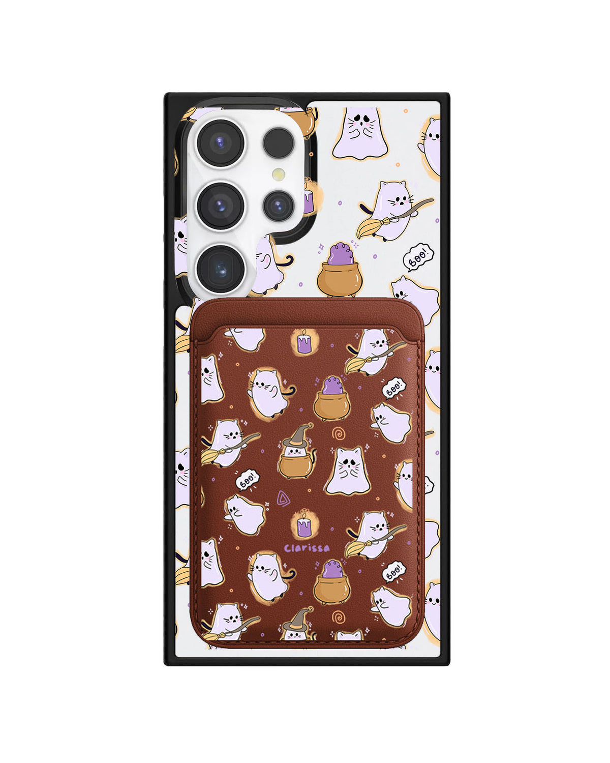 Android Magnetic Wallet Case - Spooky Cat