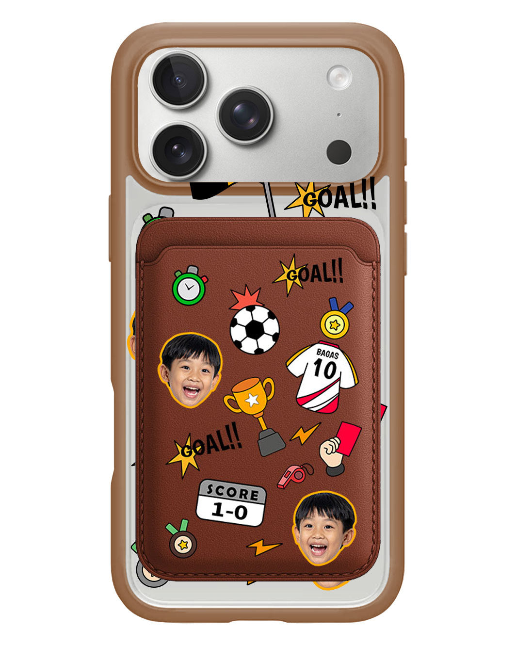 iPhone Magnetic Wallet Case - Face Grid Soccer