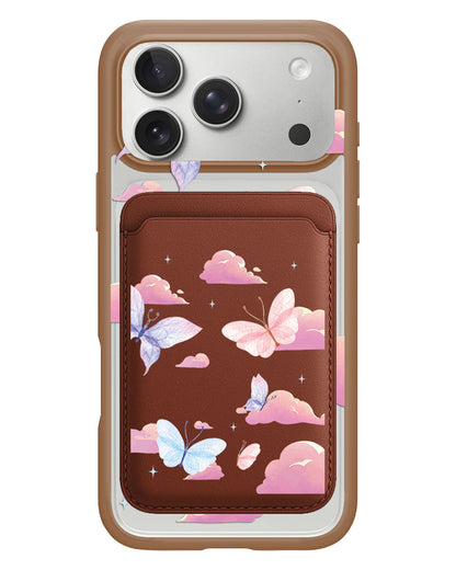 iPhone Magnetic Wallet Case - Butterfly & Clouds
