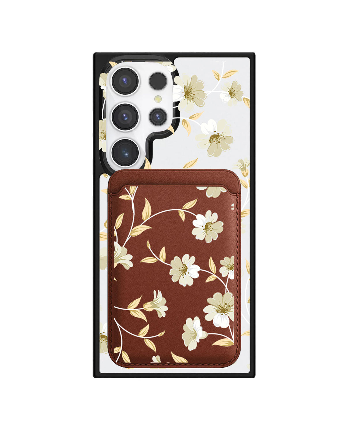 Android Magnetic Wallet Case - White Magnolia