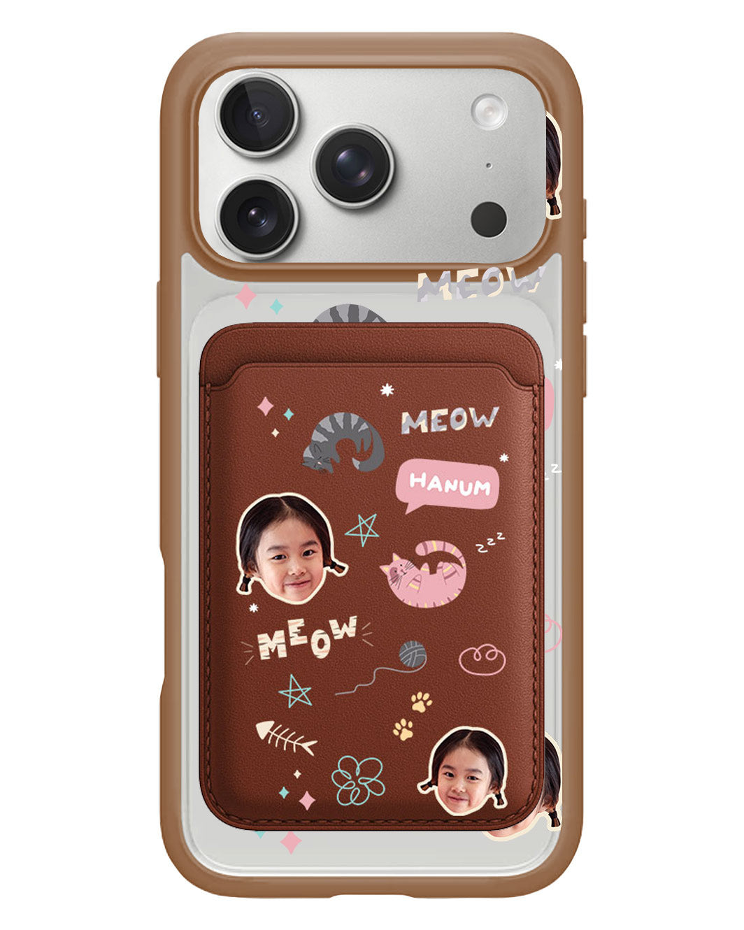 iPhone Magnetic Wallet Case - Face Grid Kitty