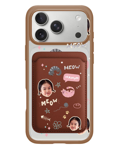 iPhone Magnetic Wallet Case - Face Grid Kitty